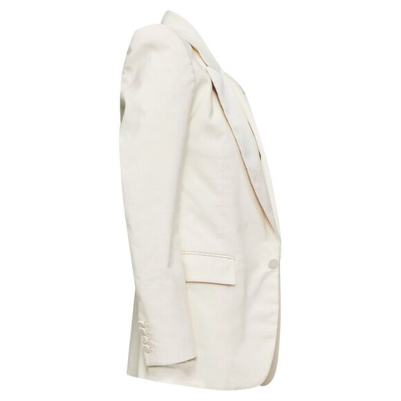 SAINT LAURENT 2023 cream multi silk blend satin lapel tuxedo blazer IT44 XS